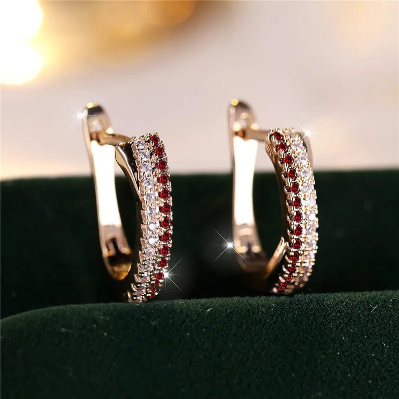 Boucles d'Oreilles Clip Zircon Rouge - Femme - FoytiShop