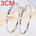 Boucles d'Oreilles Créoles Grand Cercle Argent Sterling 925 - 3/4/5/6CM Femme - FoytiShop