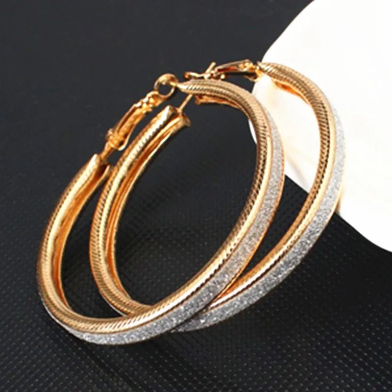 Boucles d'Oreilles Créoles Strass Grand Cercle - Couleur Or Femme Tendance - FoytiShop
