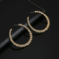 Boucles d'Oreilles Créoles Strass Grand Cercle - Couleur Or Femme Tendance - FoytiShop