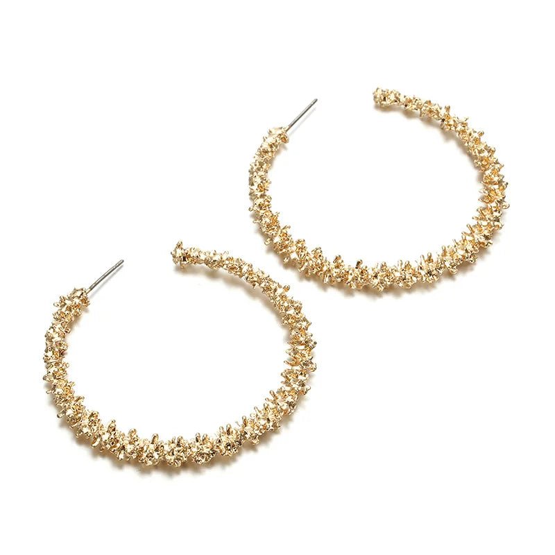 Boucles d'Oreilles Créoles Strass Grand Cercle - Couleur Or Femme Tendance - FoytiShop