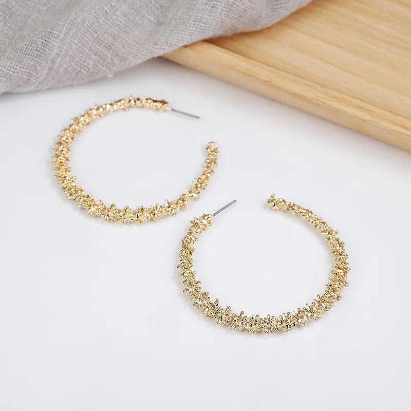 Boucles d'Oreilles Créoles Strass Grand Cercle - Couleur Or Femme Tendance - FoytiShop