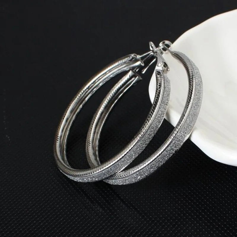 Boucles d'Oreilles Créoles Strass Grand Cercle - Couleur Or Femme Tendance - FoytiShop