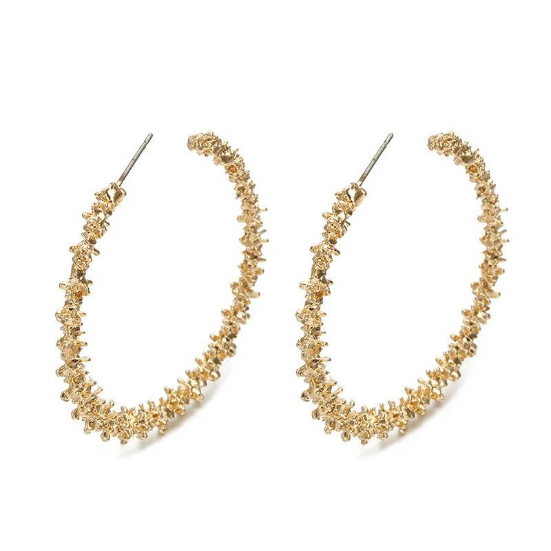 Boucles d'Oreilles Créoles Strass Grand Cercle - Couleur Or Femme Tendance - FoytiShop