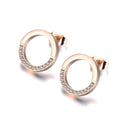 Boucles d'Oreilles Cristal CZ Cercle Plaqué Or - Acier Inoxydable Mariage Élégant - FoytiShop