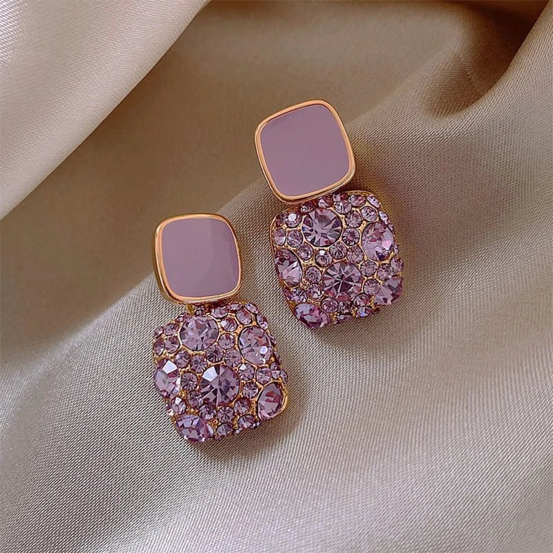 Boucles d'Oreilles Cristal Violet – Style Vintage Brillant - FoytiShop