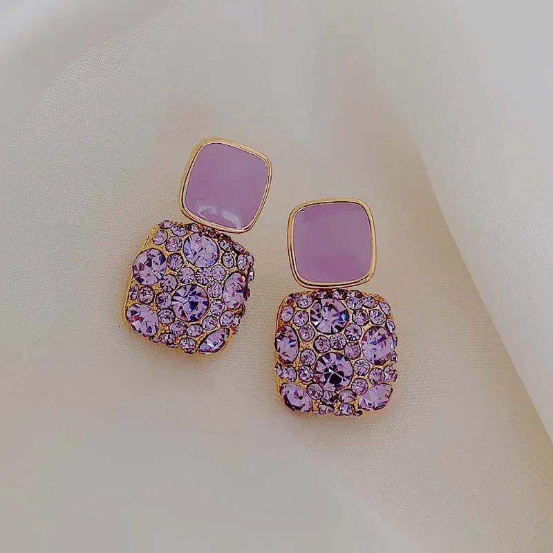 Boucles d'Oreilles Cristal Violet – Style Vintage Brillant - FoytiShop