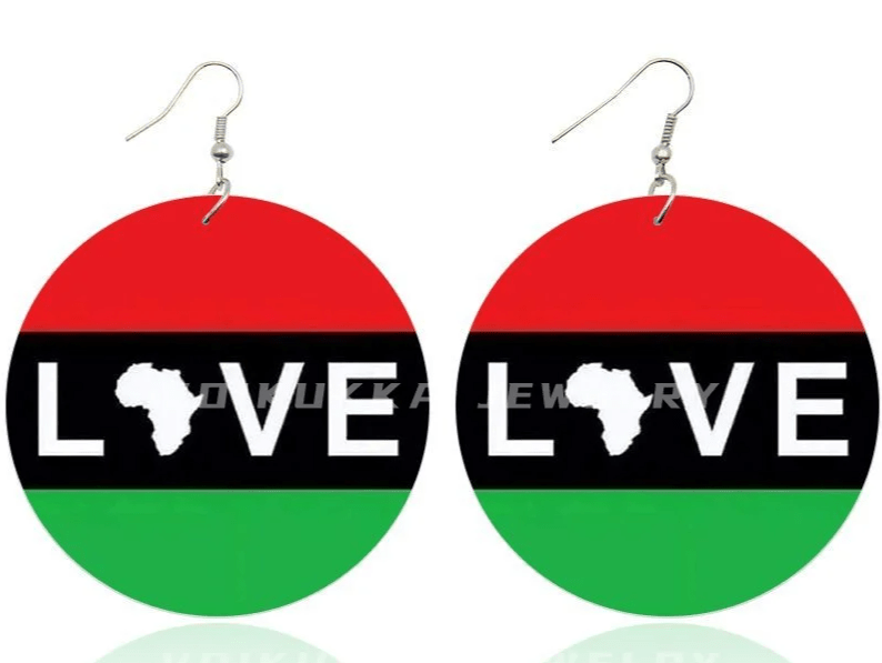 Boucles d'Oreilles en Bois avec Motif de Carte de l'Afrique, Bijoux Ronds Imprimés des Deux Côtés, Cadeaux pour Femme - FoytiShop