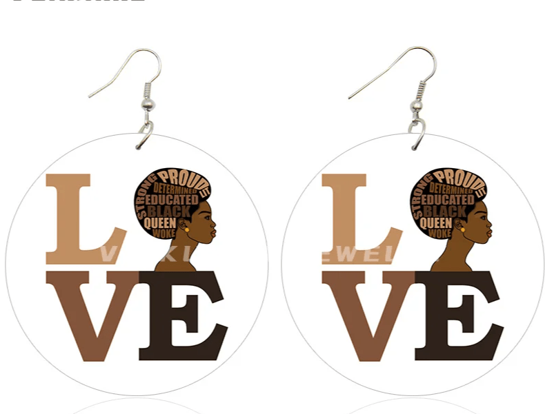 Boucles d'Oreilles en Bois avec Motif de Carte de l'Afrique, Bijoux Ronds Imprimés des Deux Côtés, Cadeaux pour Femme - FoytiShop
