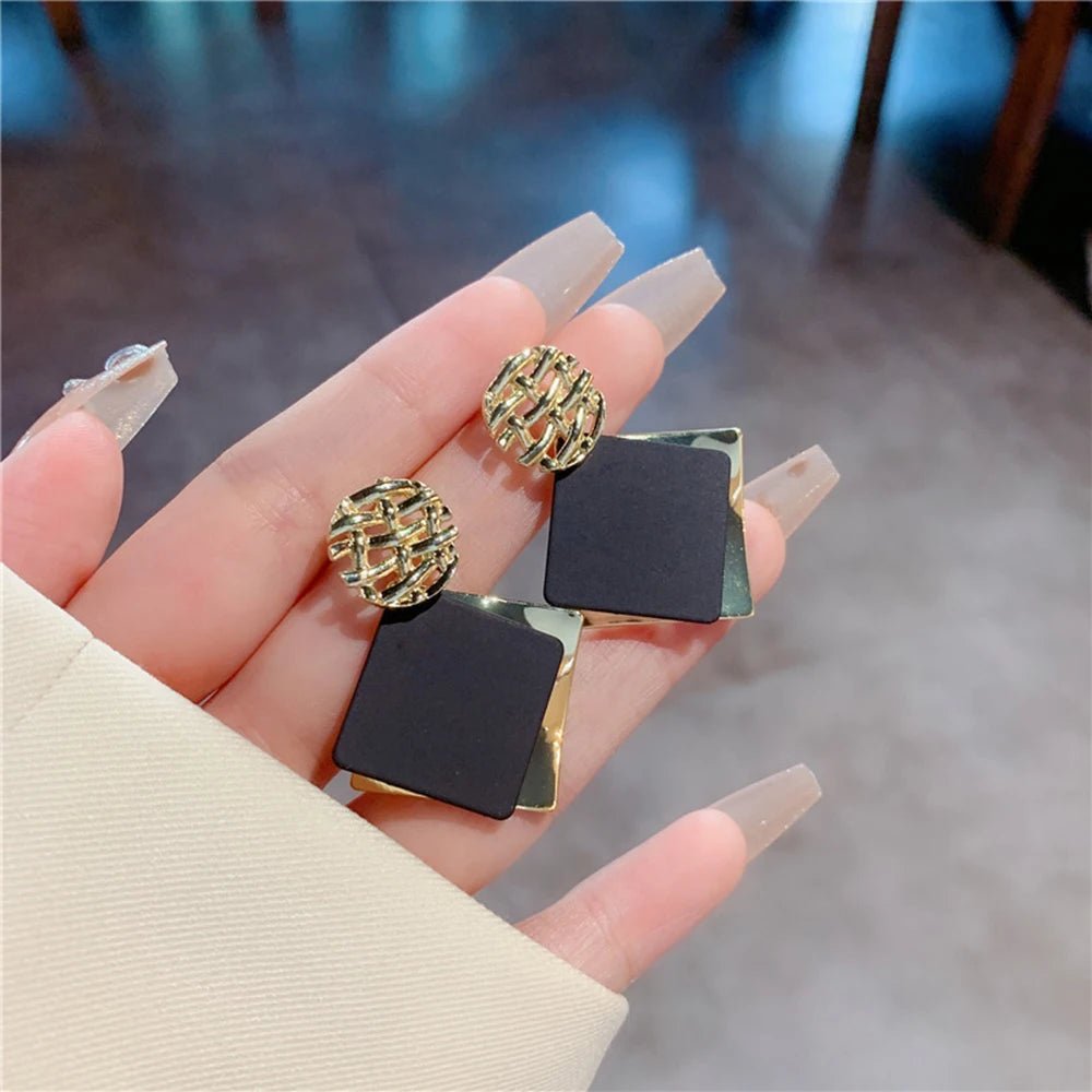 Boucles d'Oreilles Losange Bicolore – Style Punk Doré - FoytiShop
