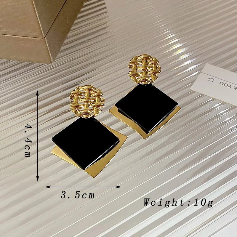 Boucles d'Oreilles Losange Bicolore – Style Punk Doré - FoytiShop
