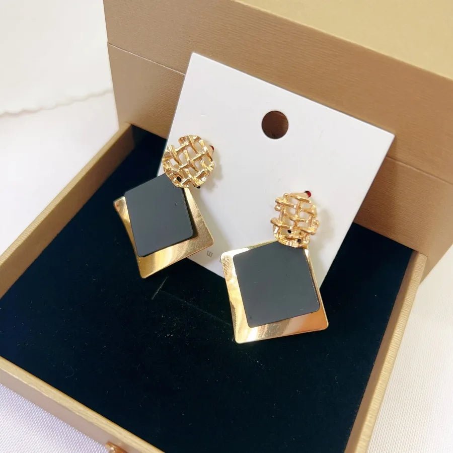Boucles d'Oreilles Losange Bicolore – Style Punk Doré - FoytiShop