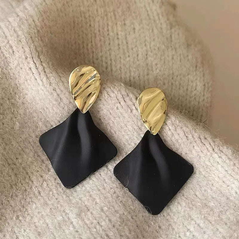 Boucles d'Oreilles Losange Bicolore – Style Punk Doré - FoytiShop
