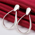 Boucles d'Oreilles Ovales Argent Sterling 925 - Goutte d'Eau 36MM Mariage Femme - FoytiShop