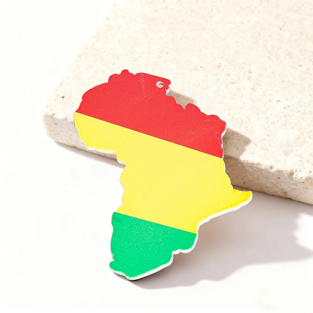 🌍 Boucles d'Oreilles Pendantes Carte Africaine Peinte - Mode Femme Fille - FoytiShop