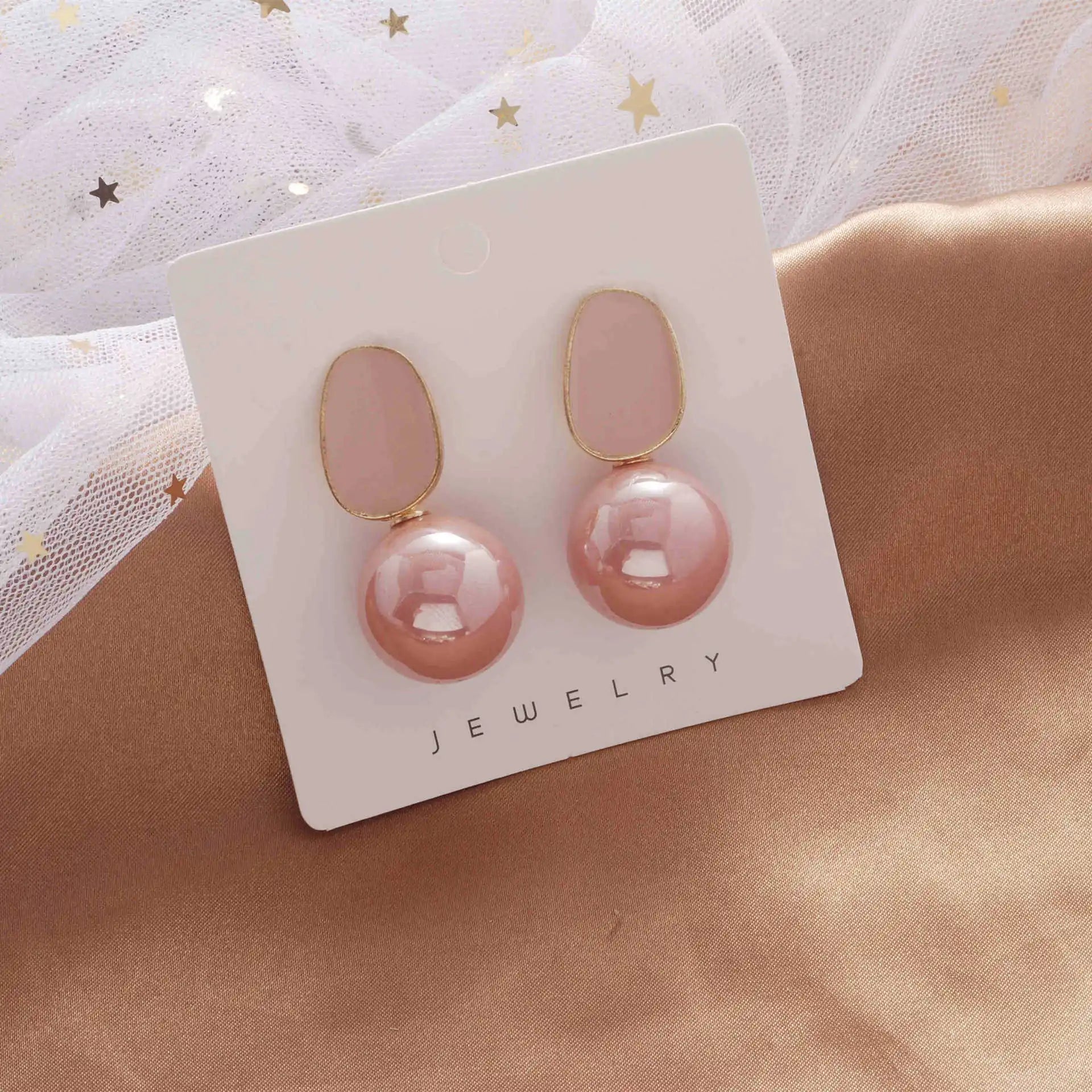 Boucles d'Oreilles Perles Émail – Noir, Blanc & Rose - FoytiShop