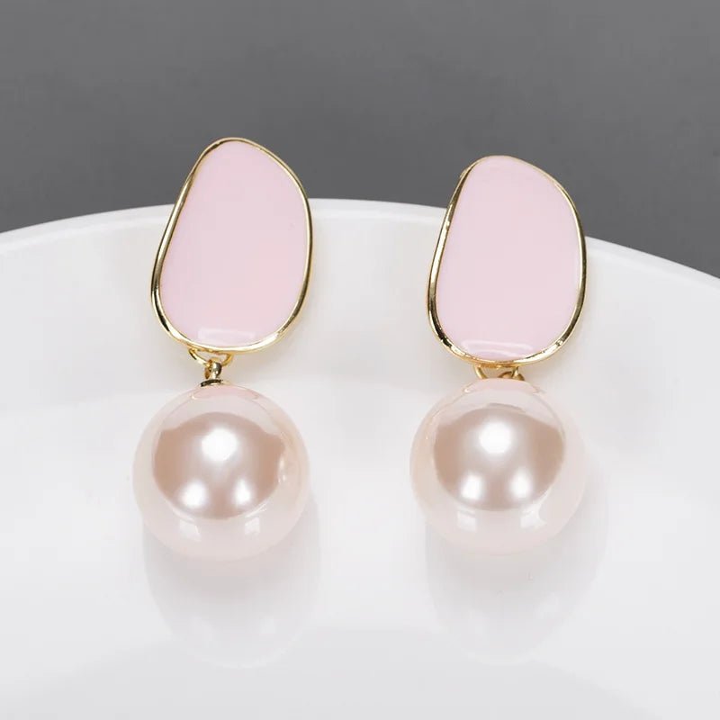 Boucles d'Oreilles Perles Émail – Noir, Blanc & Rose - FoytiShop