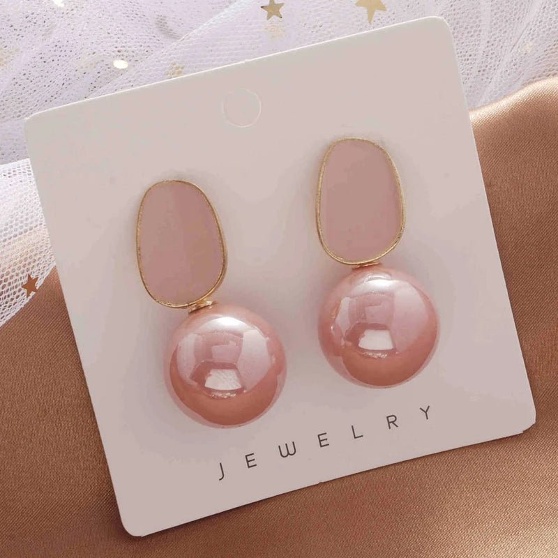 Boucles d'Oreilles Perles Émail – Noir, Blanc & Rose - FoytiShop