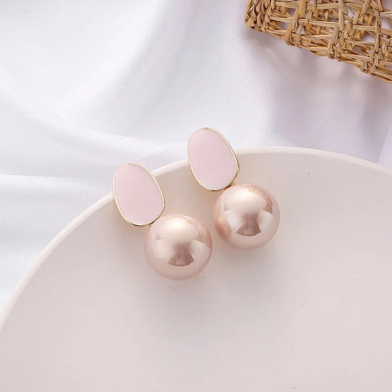 Boucles d'Oreilles Perles Émail – Noir, Blanc & Rose - FoytiShop