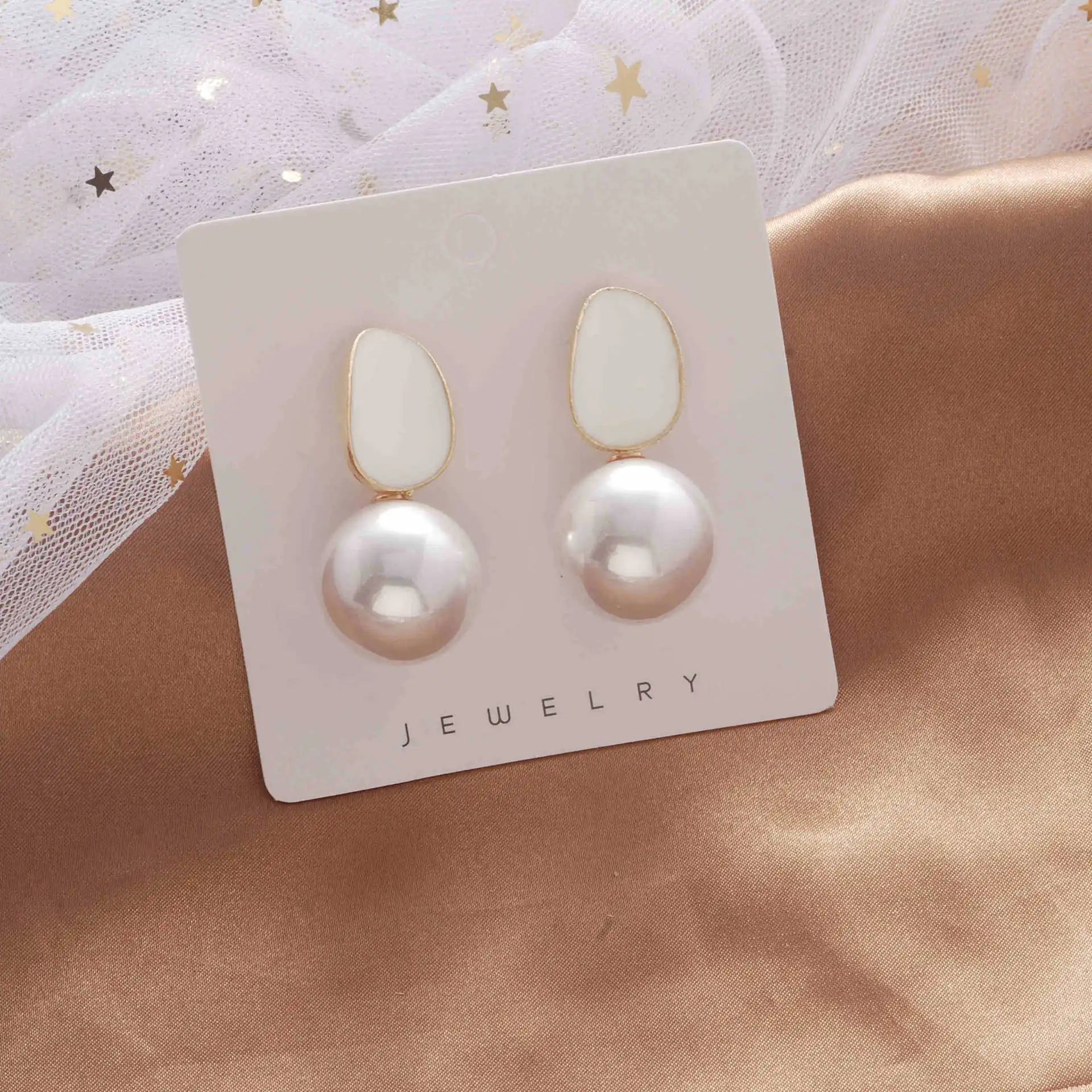 Boucles d'Oreilles Perles Émail – Noir, Blanc & Rose - FoytiShop