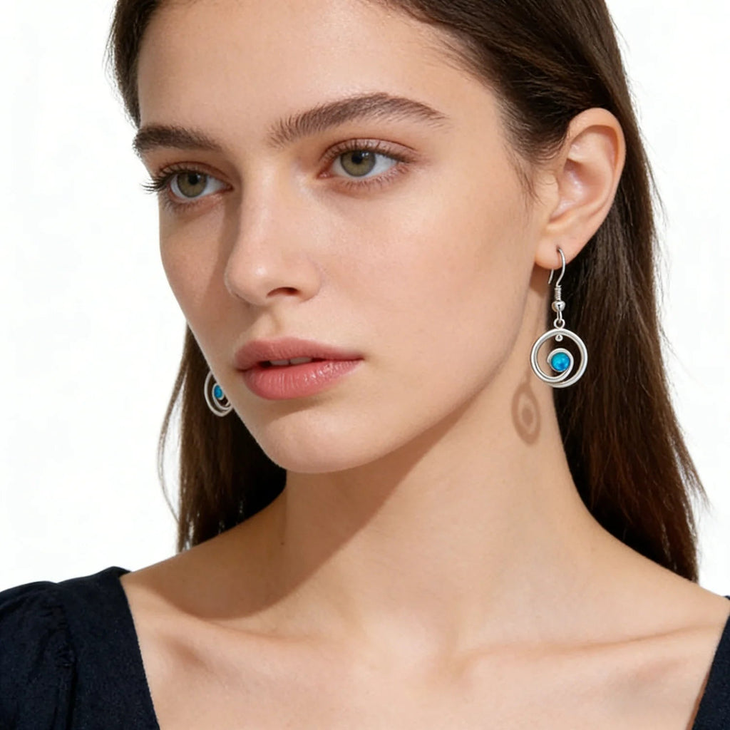 Boucles d’Oreilles Pierre Bleue Chic — Élégance Lumineuse - FoytiShop