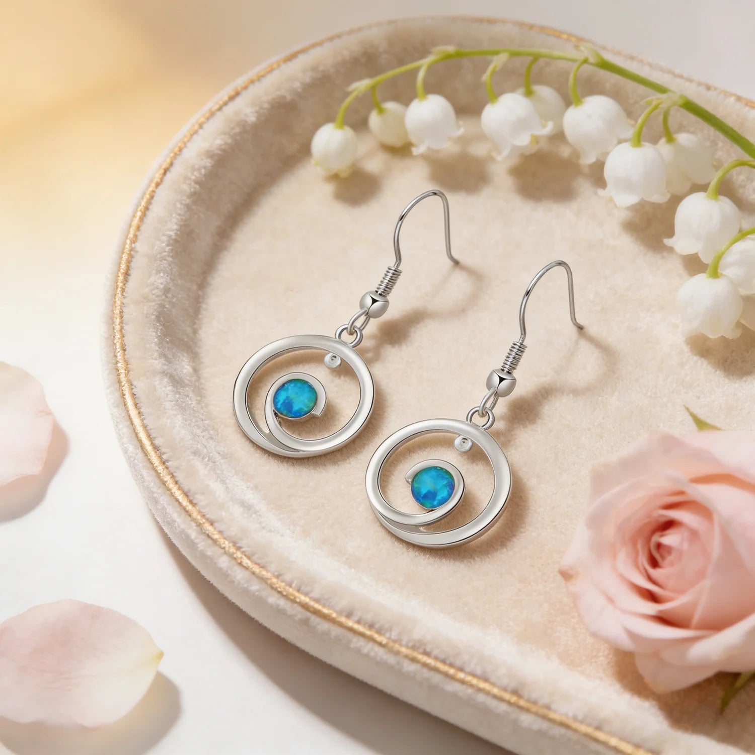 Boucles d’Oreilles Pierre Bleue Chic — Élégance Lumineuse - FoytiShop
