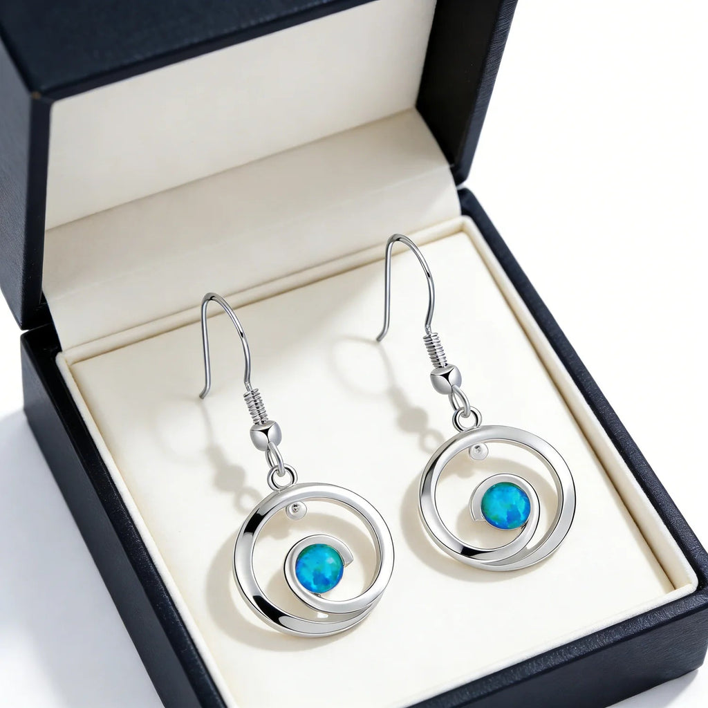 Boucles d’Oreilles Pierre Bleue Chic — Élégance Lumineuse - FoytiShop