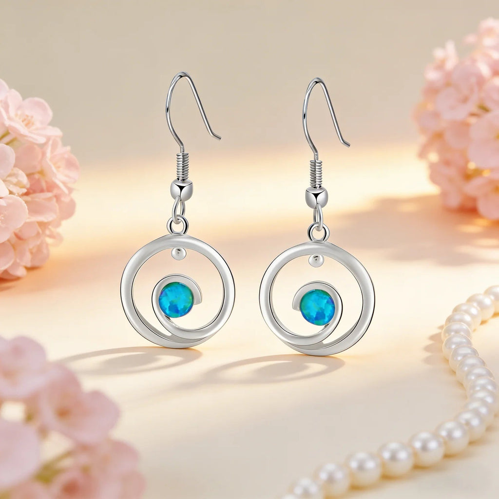 Boucles d’Oreilles Pierre Bleue Chic — Élégance Lumineuse - FoytiShop