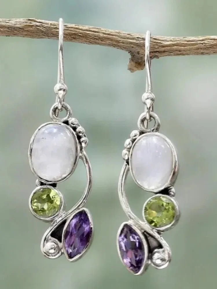 Boucles d’Oreilles Pierre Violette Élégante — Brillance & Féminité - FoytiShop