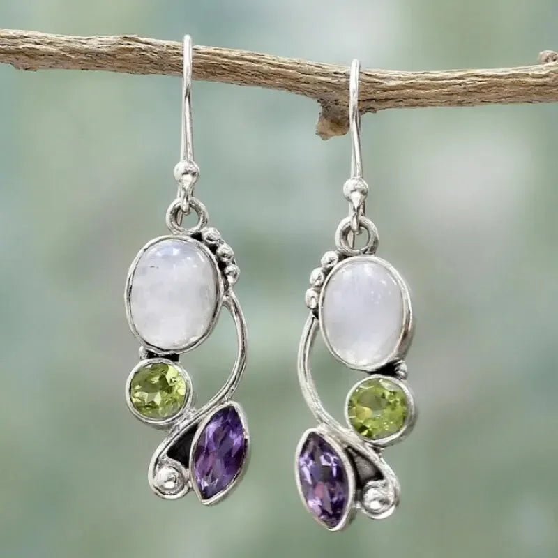 Boucles d’Oreilles Pierre Violette Élégante — Brillance & Féminité - FoytiShop