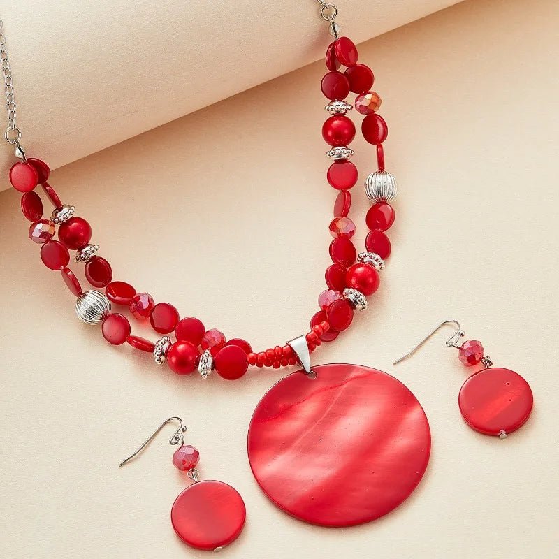 🔴 Boucles d'Oreilles Rondes Rouges - Style Ethnique Élégant - FoytiShop