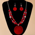 🔴 Boucles d'Oreilles Rondes Rouges - Style Ethnique Élégant - FoytiShop