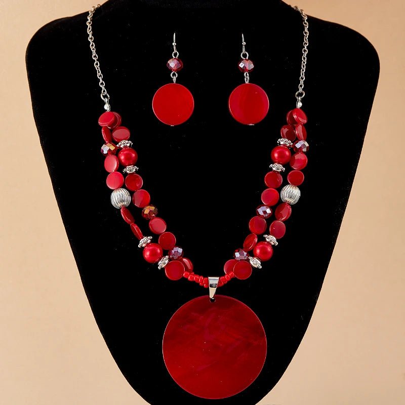 🔴 Boucles d'Oreilles Rondes Rouges - Style Ethnique Élégant - FoytiShop