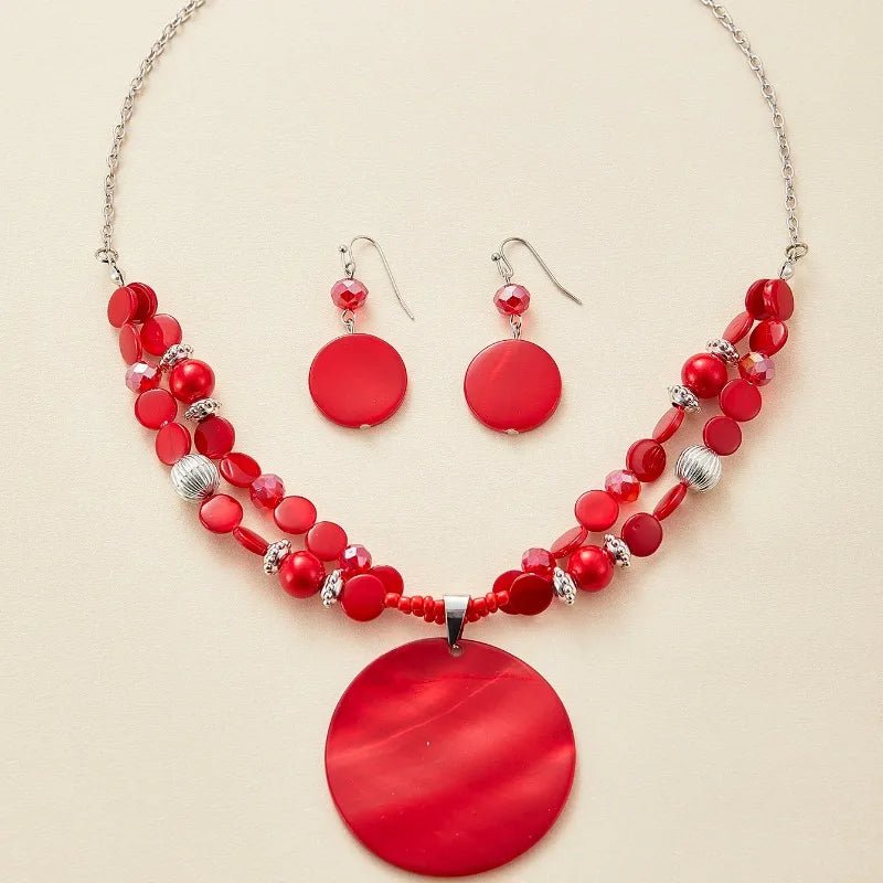 🔴 Boucles d'Oreilles Rondes Rouges - Style Ethnique Élégant - FoytiShop
