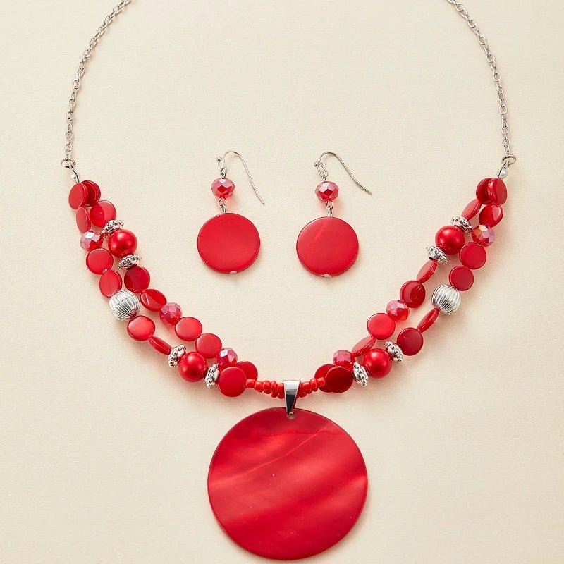 🔴 Boucles d'Oreilles Rondes Rouges - Style Ethnique Élégant - FoytiShop