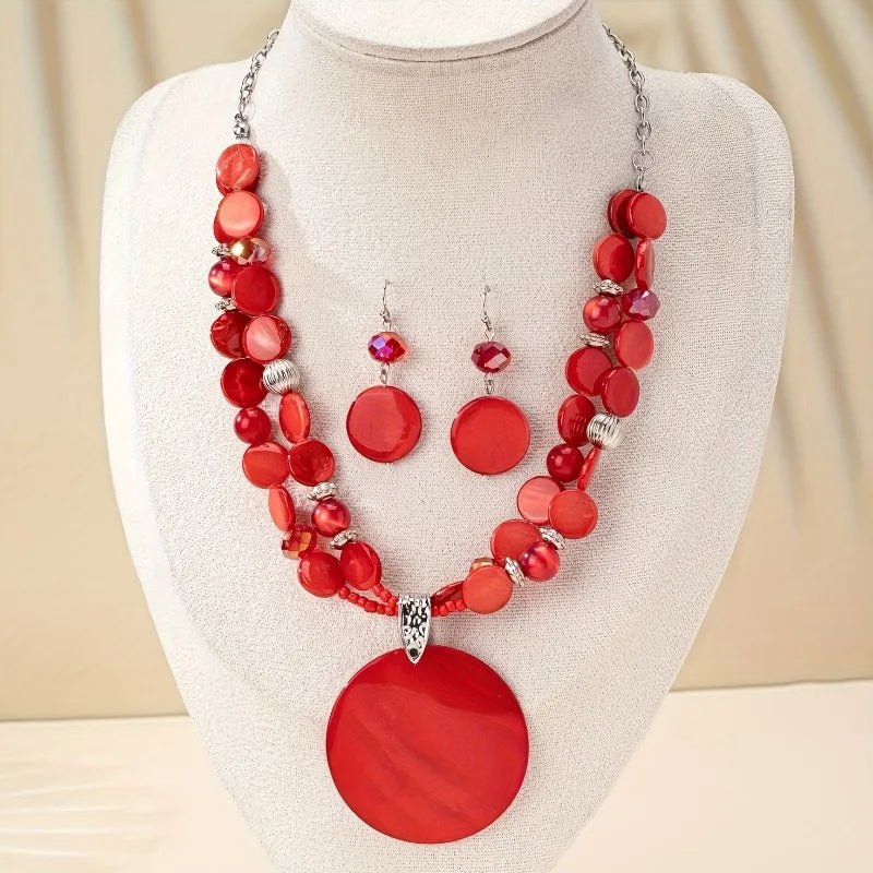 🔴 Boucles d'Oreilles Rondes Rouges - Style Ethnique Élégant - FoytiShop