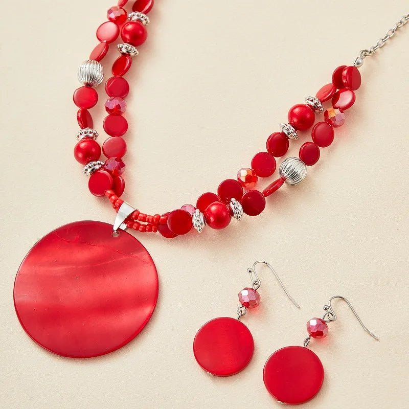 🔴 Boucles d'Oreilles Rondes Rouges - Style Ethnique Élégant - FoytiShop