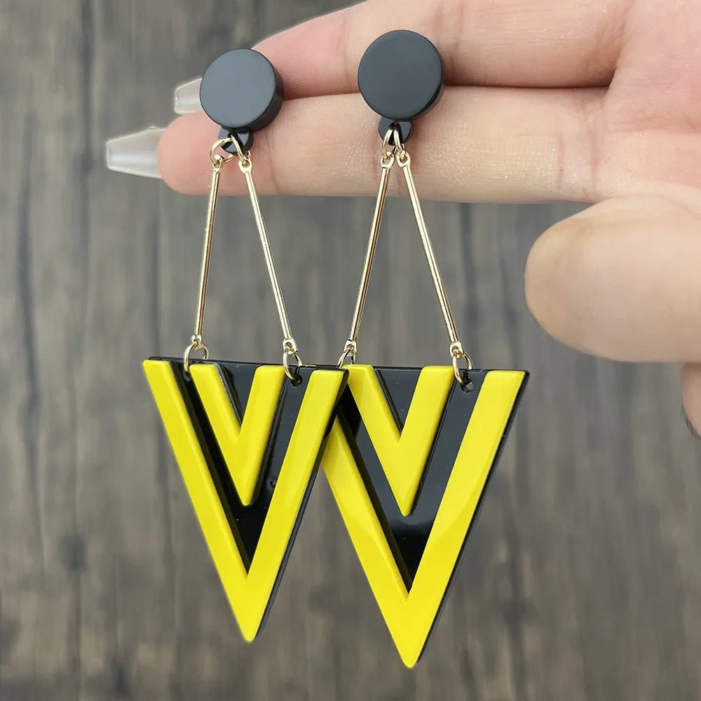 Boucles d'Oreilles Triangle Longues – Acrylique Géométrique - FoytiShop