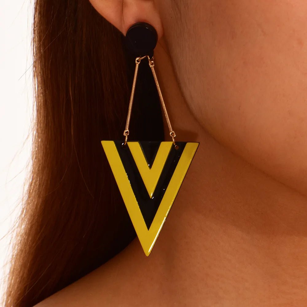 Boucles d'Oreilles Triangle Longues – Acrylique Géométrique - FoytiShop