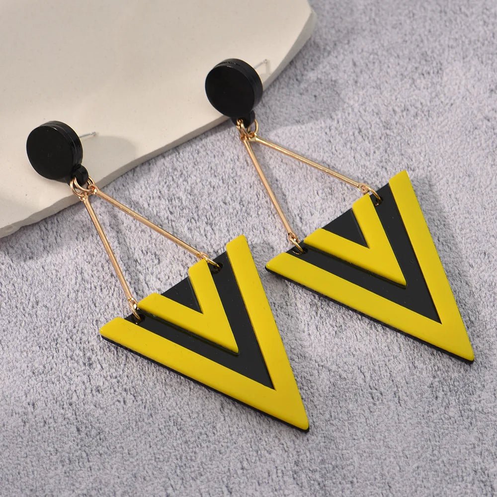 Boucles d'Oreilles Triangle Longues – Acrylique Géométrique - FoytiShop