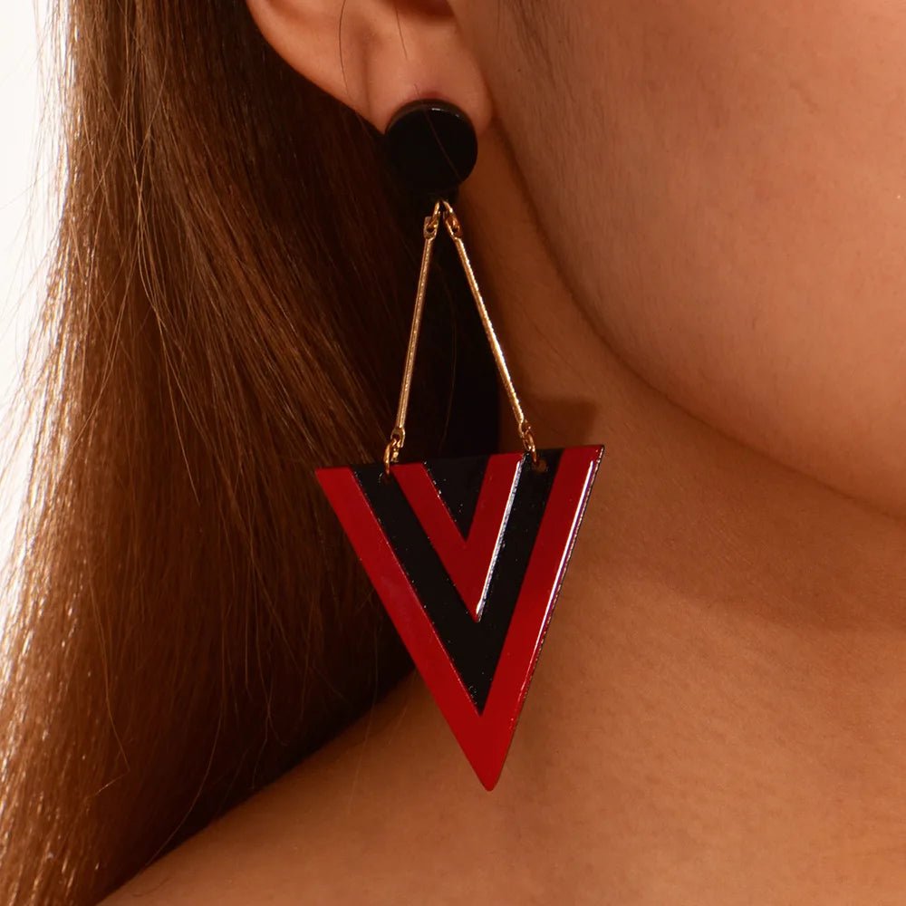 Boucles d'Oreilles Triangle Longues – Acrylique Géométrique - FoytiShop