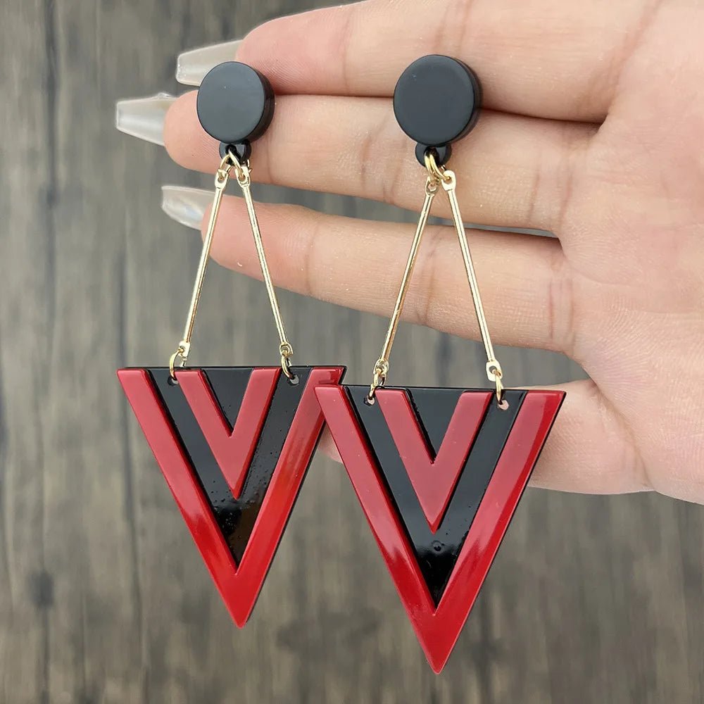 Boucles d'Oreilles Triangle Longues – Acrylique Géométrique - FoytiShop