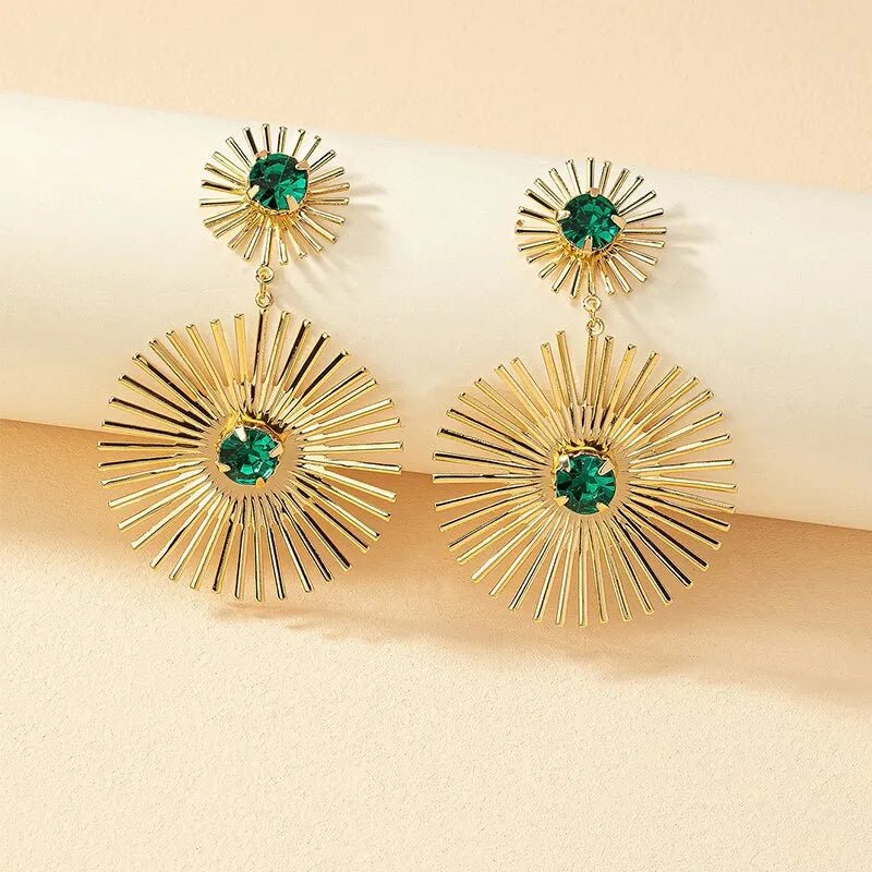 Boucles d'Oreilles Vintage Pierre Verte - Femme - FoytiShop