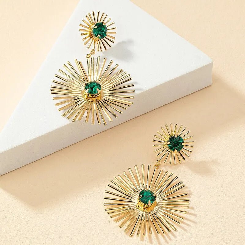 Boucles d'Oreilles Vintage Pierre Verte - Femme - FoytiShop