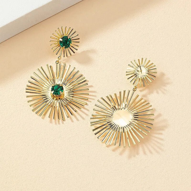 Boucles d'Oreilles Vintage Pierre Verte - Femme - FoytiShop