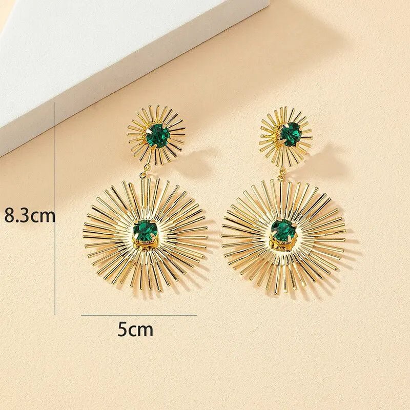 Boucles d'Oreilles Vintage Pierre Verte - Femme - FoytiShop