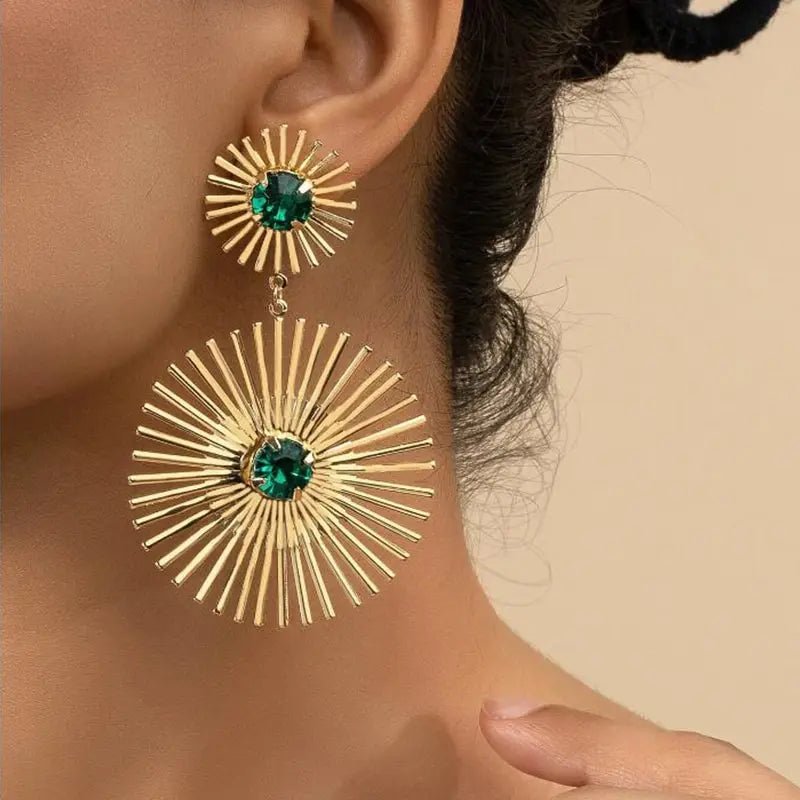 Boucles d'Oreilles Vintage Pierre Verte - Femme - FoytiShop