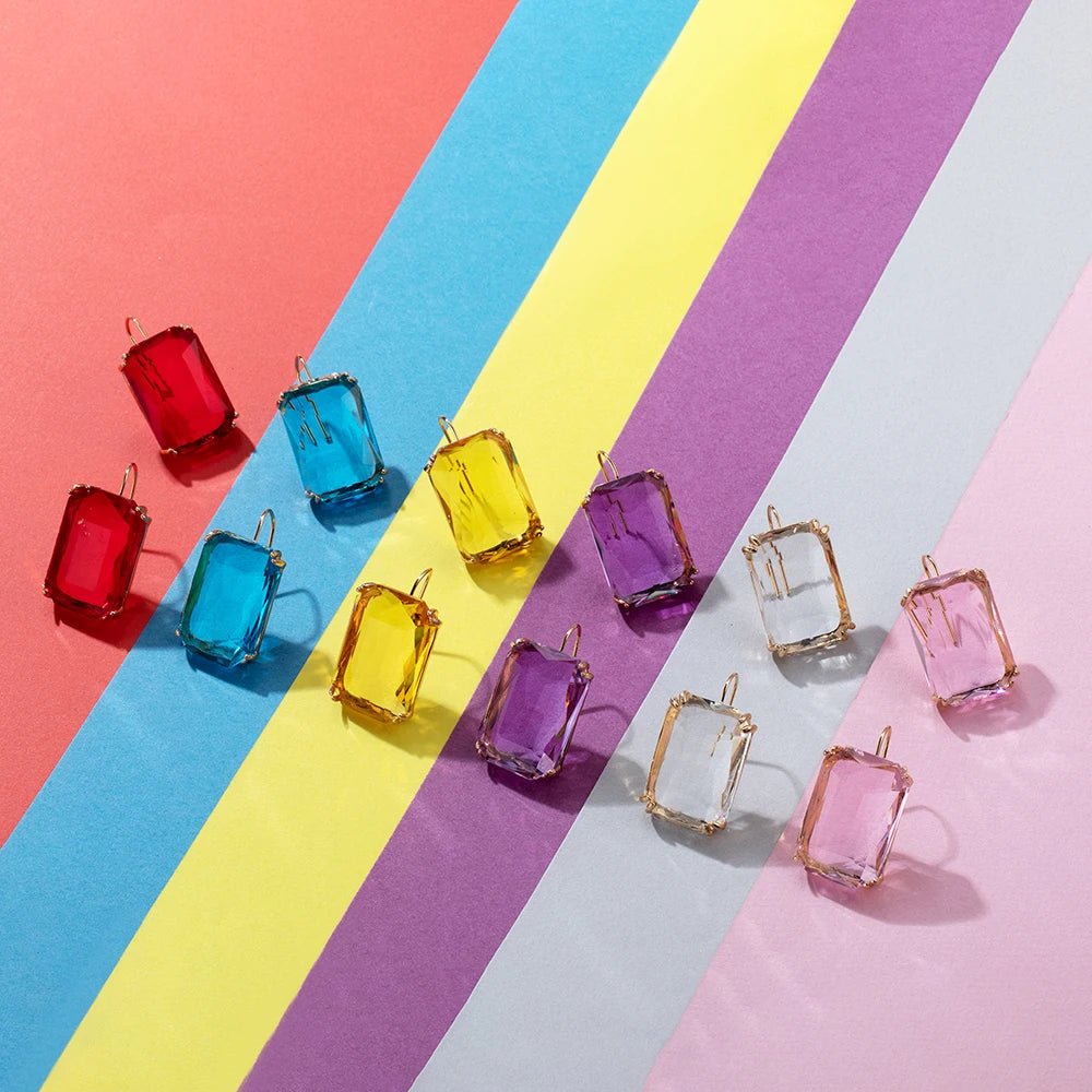 💎 Boucles d'Oreilles Zircon Carrées Brillantes Femme - Élégance Moderne - FoytiShop