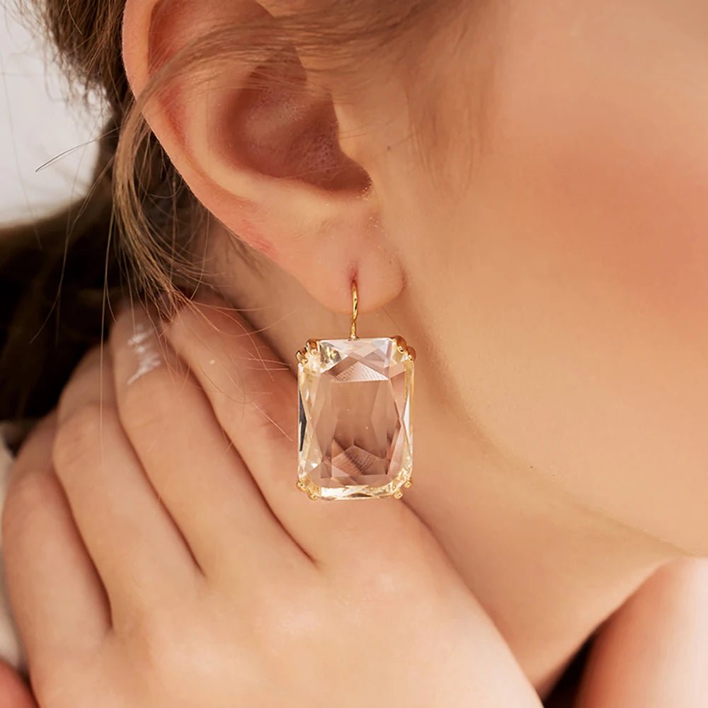 💎 Boucles d'Oreilles Zircon Carrées Brillantes Femme - Élégance Moderne - FoytiShop