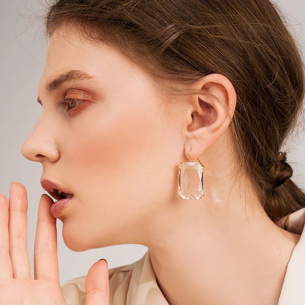 💎 Boucles d'Oreilles Zircon Carrées Brillantes Femme - Élégance Moderne - FoytiShop